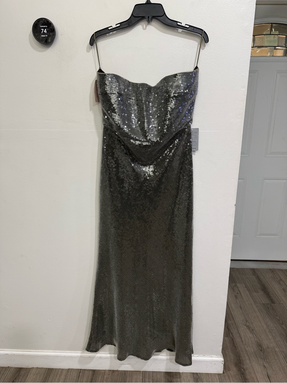 NWT SAU LEE Ciara Sequin Strapless Mermaid Gown SZ 14 in SMOKEY OLIVE